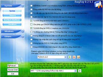 RegToy 0.2.5.1- Tối ưu hóa máy tính và hơn thế nữa