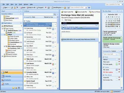 Outlook 2007 sẽ hợp tính năng SMS, thư thoại