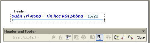 MS Word: Tạo tiêu đề trang (Header) và chân trang (Footer)