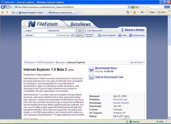 Ra mắt Internet Explorer 7 Beta 3