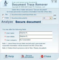 Tìm hiểu tài liệu bằng “Document Trace Remover”