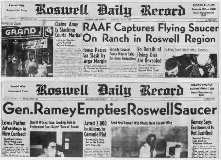 Thông cáo báo chí của AAF trên tờ Roswell Daily Record ngày 8/7/1947