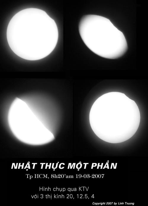 Kết quả quan sát nhật thực một phần tại Tp Hồ Chí Minh