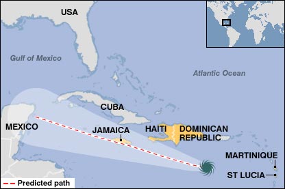 Bão Dean di chuyển tốc độ 204km/h tấn công vùng Caribe