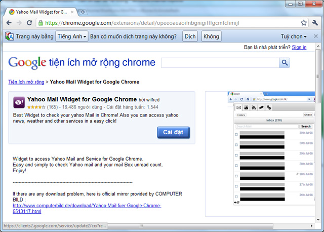 Truy cập Yahoo! Mail và các dịch vụ trên Google Chrome