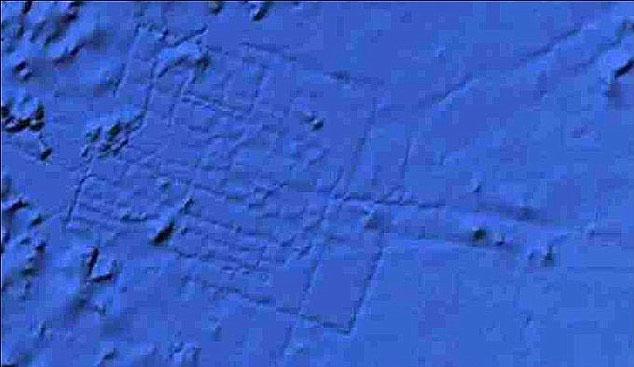 Dấu vết TP. Atlantis trên Google Earth phiên bản 2009. 