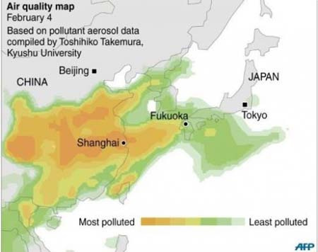 Khói bụi ô nhiễm đang lan nhanh từ Trung Quốc sang Nhật  