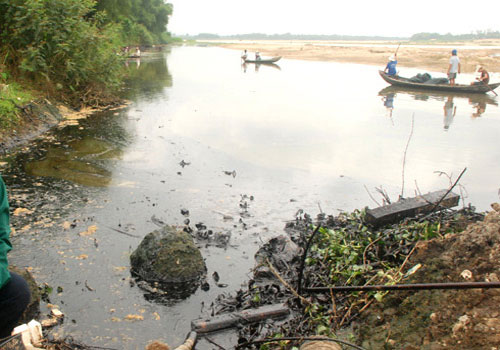 Sông Trà Khúc bị nhuộm đen bởi 14,5 tấn dầu FO