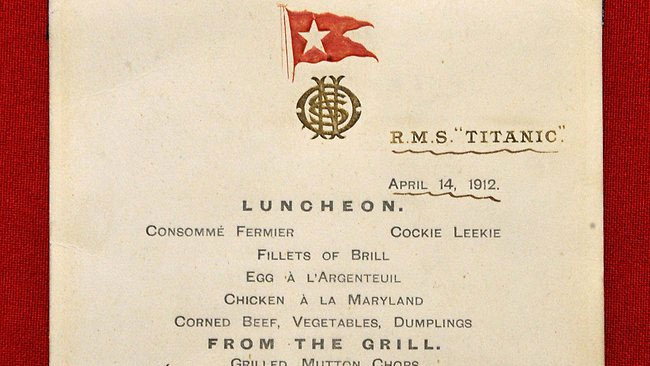 Tờ thực đơn bữa ăn cuối trên tàu Titanic giá 250 triệu đồng