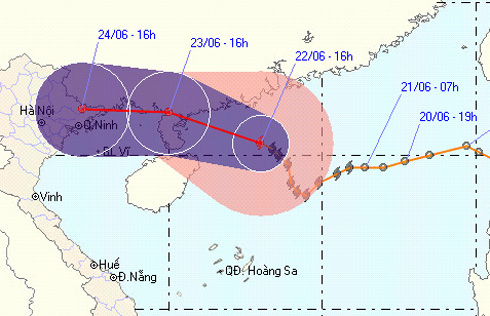 Sáng 24/6 mưa bão có thể gây ngập Hà Nội