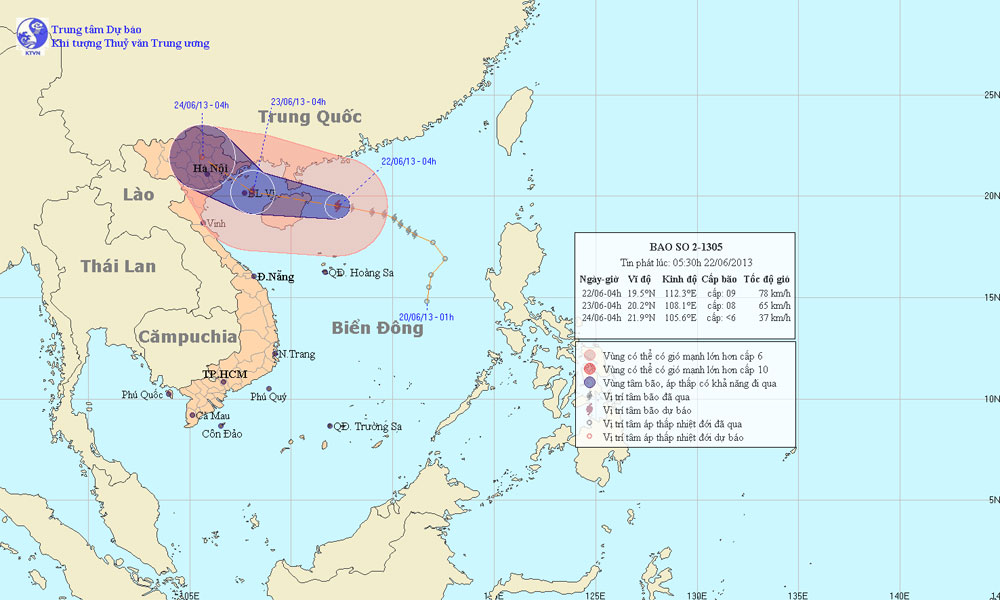 Bão số 2 cách bờ biển Quảng Ninh, Hải Phòng khoảng 590 km