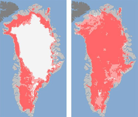 Băng Greenland bất ngờ tan chảy ồ ạt