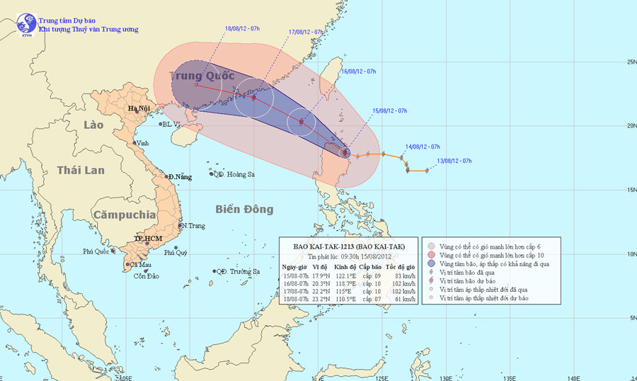 Quảng Ninh đến Quảng Ngãi chịu ảnh hưởng trực tiếp bão Kai-Tak