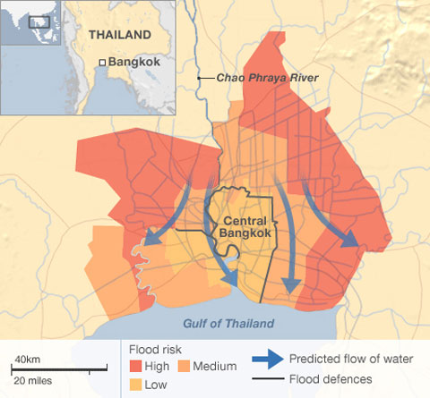 Lũ tràn vào quận phía bắc Bangkok