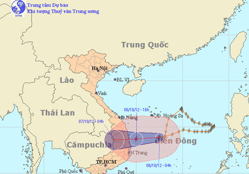 Chiều nay bão vào vùng biển các tỉnh Bình Định - Phú Yên