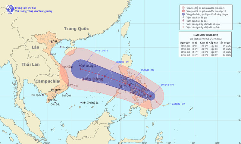 Bão Sơn Tinh sắp vào biển Đông