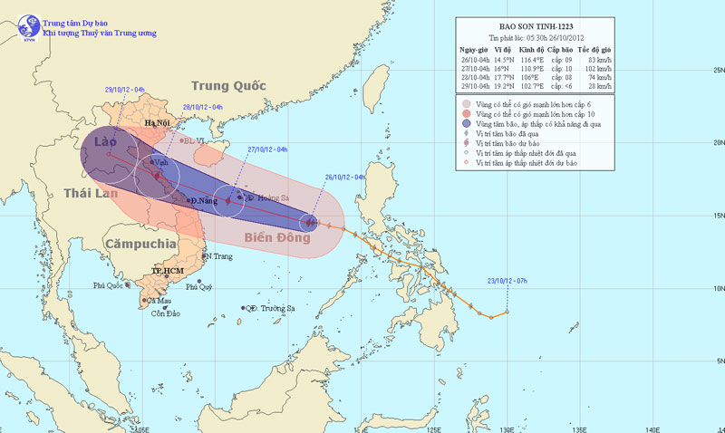 Bão Sơn Tinh tăng cấp, tiến vào biển Đông