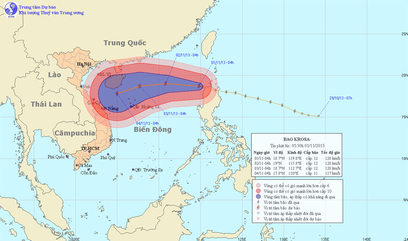 Bão Krosa mạnh hơn và tiến nhanh vào biển Đông