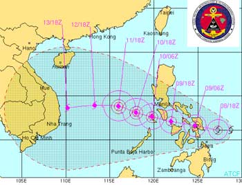 Ngày 10/12, bão Utor sẽ xuống biển Đông