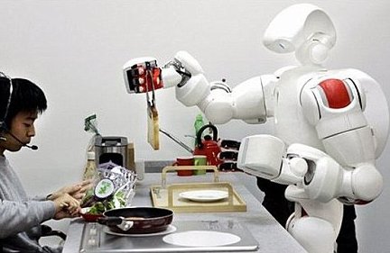 Mèo máy biết kêu và robot phục vụ bữa sáng