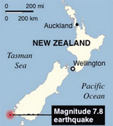 Động đất gây sóng thần tại New Zealand