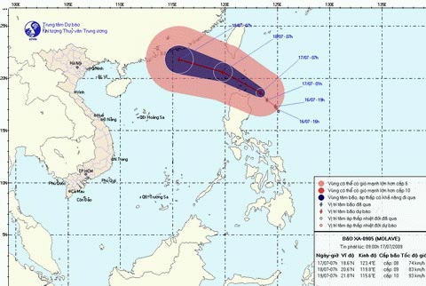 Ảnh hưởng bão, vùng biển từ Bình Thuận đến Cà Mau gió giật cấp 9