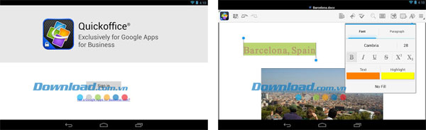 Quickoffice for Android Top 10 ứng dụng hay nhất trên máy tính bảng Android