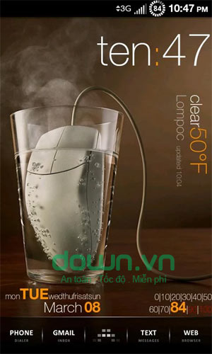 Minimalistic Text Top Widget đồng hồ đẹp và tiện dụng trên Android