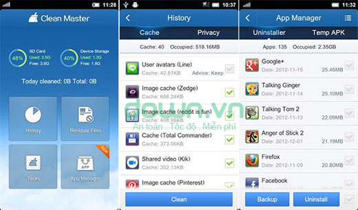 CleanMaster Những ứng dụng trong điện thoại Android mới (P1)