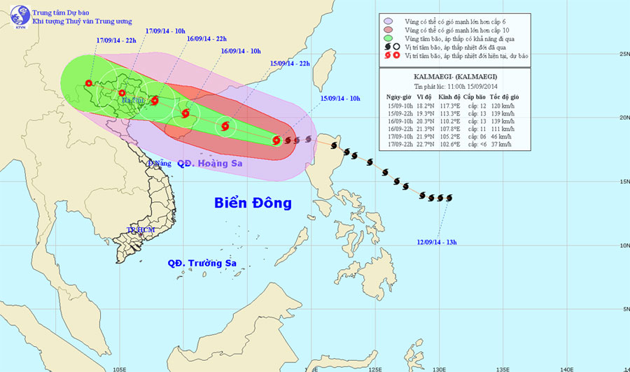 Bão Kalmaegi mạnh cấp 13, tiến thẳng vùng biển Quảng Ninh - Hải Phòng