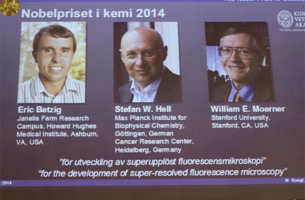 Nobel Hóa học 2014 thuộc về ba nhà khoa học Mỹ và Đức