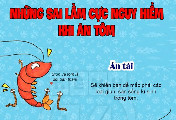 Một loạt sai lầm cực nguy hiểm khi ăn tôm