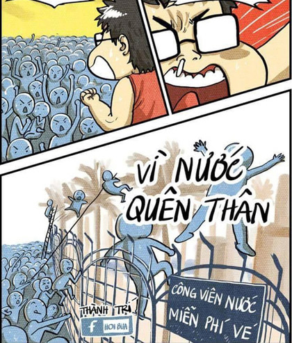 Hài hước ảnh chế trèo rào công viên nước tắm miễn phí