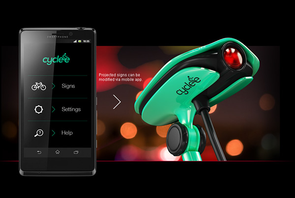 Concept Cyclee: máy chiếu trạng thái đang chạy trên đường của xe đạp