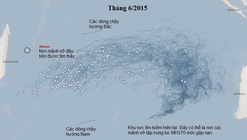 Hành trình và hướng đi của các mảnh vỡ MH370