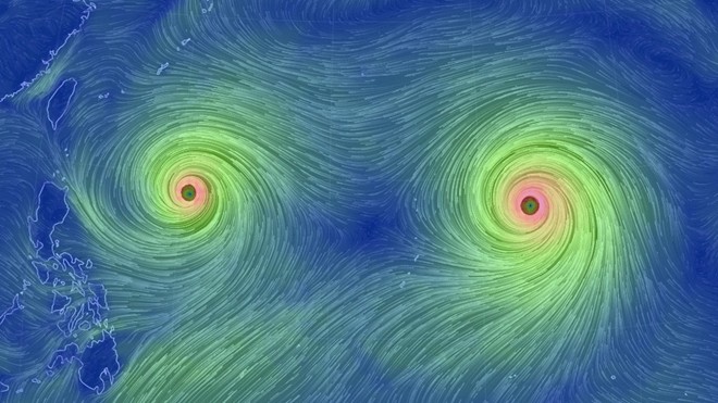 Tâm bão song sinh trên Thái Bình Dương nhìn từ vũ trụ
