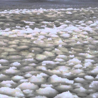 Sóng cầu tuyết kỳ lạ trên mặt hồ Mỹ