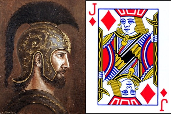 Quân bài J rô được cho là Hector - con trai vua Priamus.