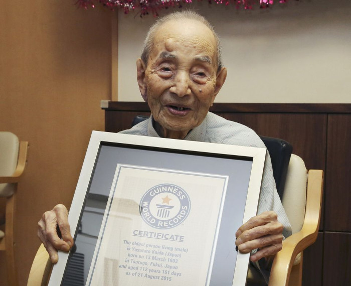 Cụ Koide được trao tặng danh hiệu Người đàn ông cao tuổi nhất thế giới năm ngoái. 