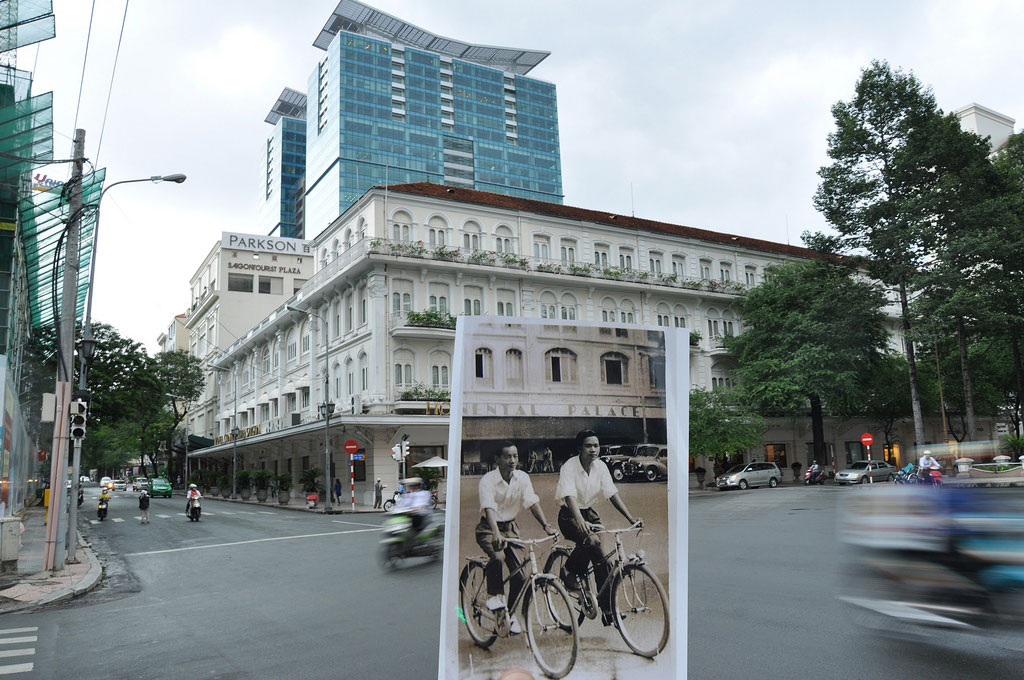 Ngắm Sài Gòn xưa và nay đầy thú vị qua “trào lưu ảnh lồng ảnh”