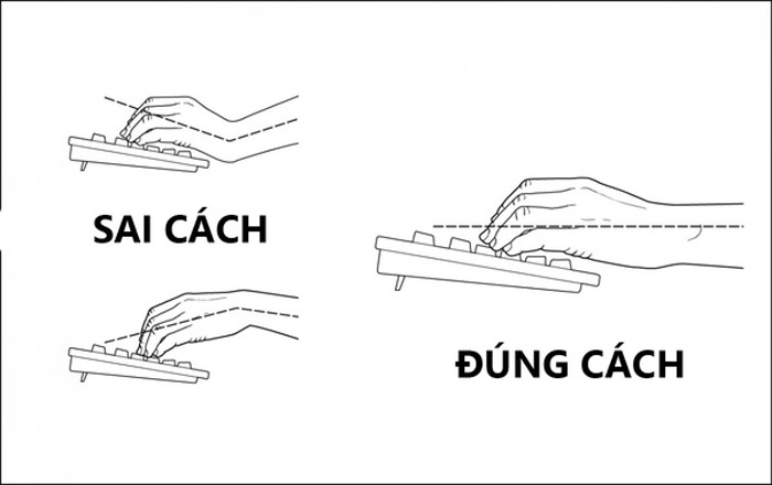 Đừng khom bàn tay gõ, quan trọng nhất là phải để cổ tay thẳng.