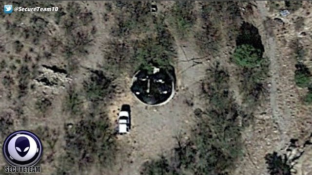Google Earth chụp ảnh vật thể tròn màu đen giống đĩa bay