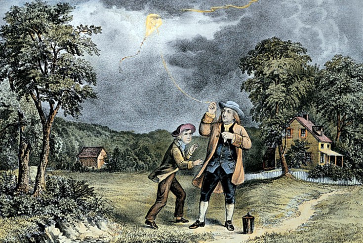 Ngày 15/6: Benjamin Franklin thực hiện thí nghiệm với sét đầu tiên bằng cánh diều