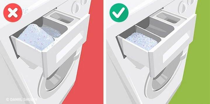 Bột giặt tạo ra quá nhiều bọt thậm chí còn khiến cho chiếc áo bẩn hơn.