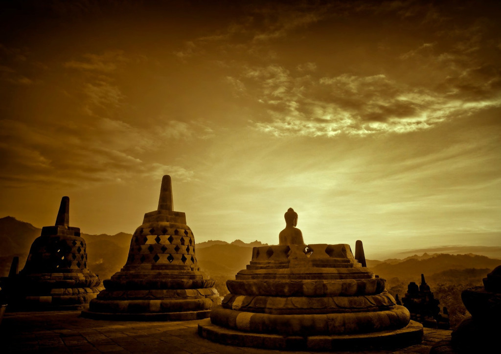 At that time, Borobudur was largely in ruins and buried under dense foliage.