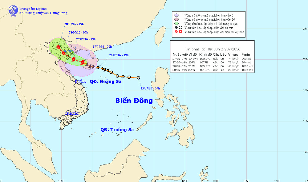 Bão Mirinae hướng vào đồng bằng Bắc Bộ