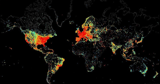 Bản đồ các thiết bị kết nối Internet trên Trái Đất