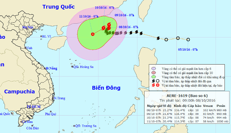 Bão Aere có diễn biến phức tạp, khó lường về hướng đi
