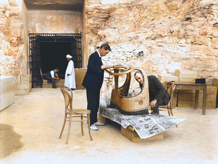 Ảnh màu cực hiếm ghi lại quá trình khám phá lăng mộ Tutankhamun