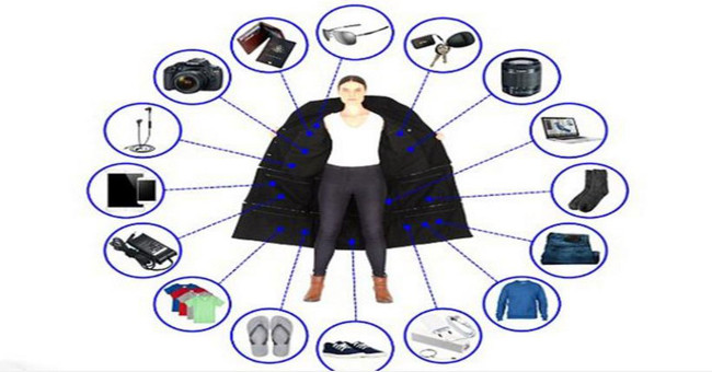 Chiếc áo jacket có thể chứa tới 15kg hành lý